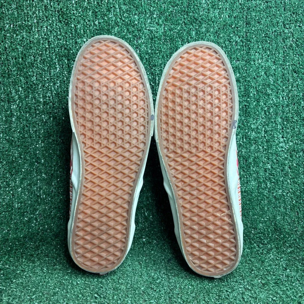 Vans Classic Slip-On Striped Canvas Skater Vintage Sneaker Orange Red Mens 10.5